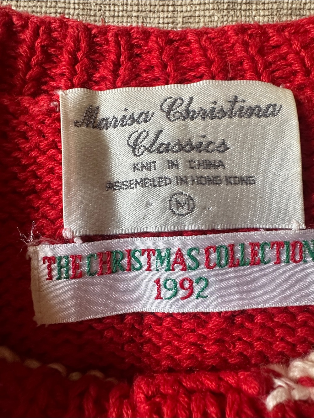 Vintage Marisa Christina 1992 handknit Christmas cardigan sweater gingerbread  M - Picture 2 of 6